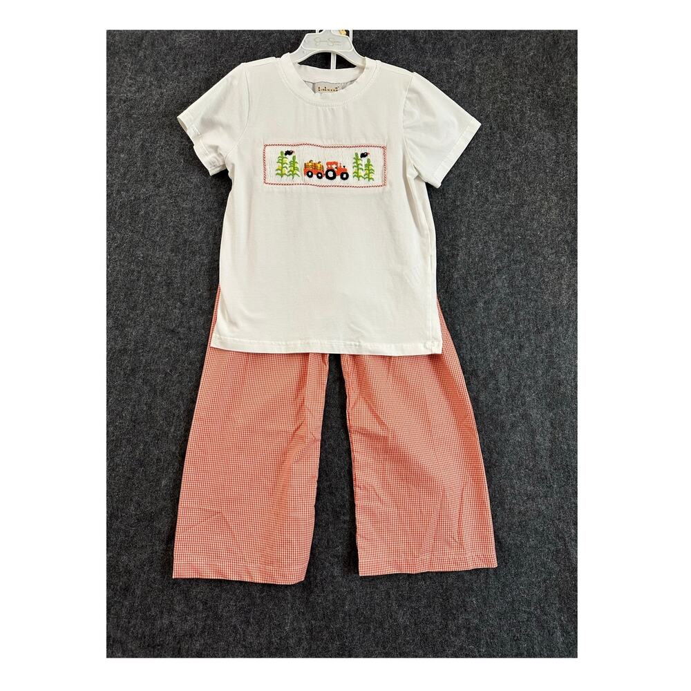 Babeeni 2pc Smocked Tractor Fall Outfit 6 Harvest Top Pants